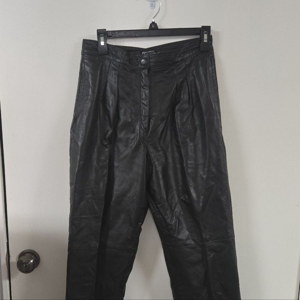 Leather Pants Comint Women's High Rise Pleated 28" Waist US 6-8 VINTAGE Tapered